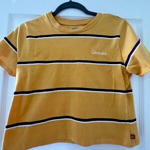 Dickies Mustard and Black Striped Crop Top
